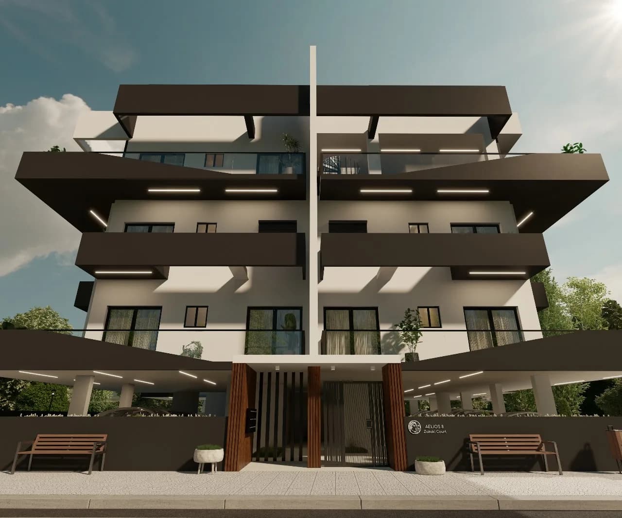 Rendering of the residential building, front facade